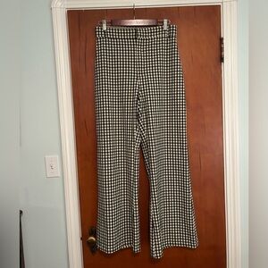 Free People Jules Flare Pants in Green Blue White Gingham Plaid